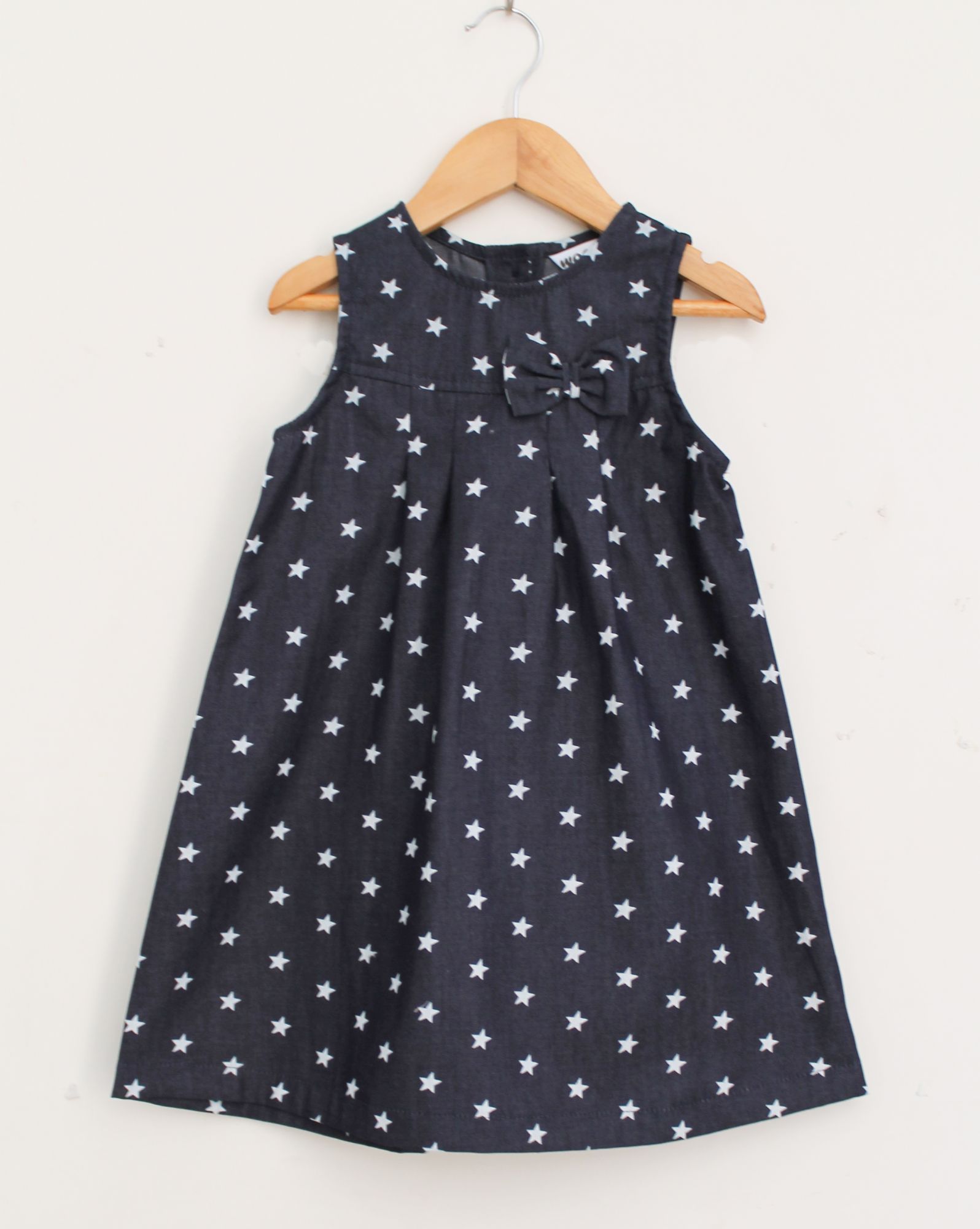 Woonie Sleeveless Star Printed Dress-Blue