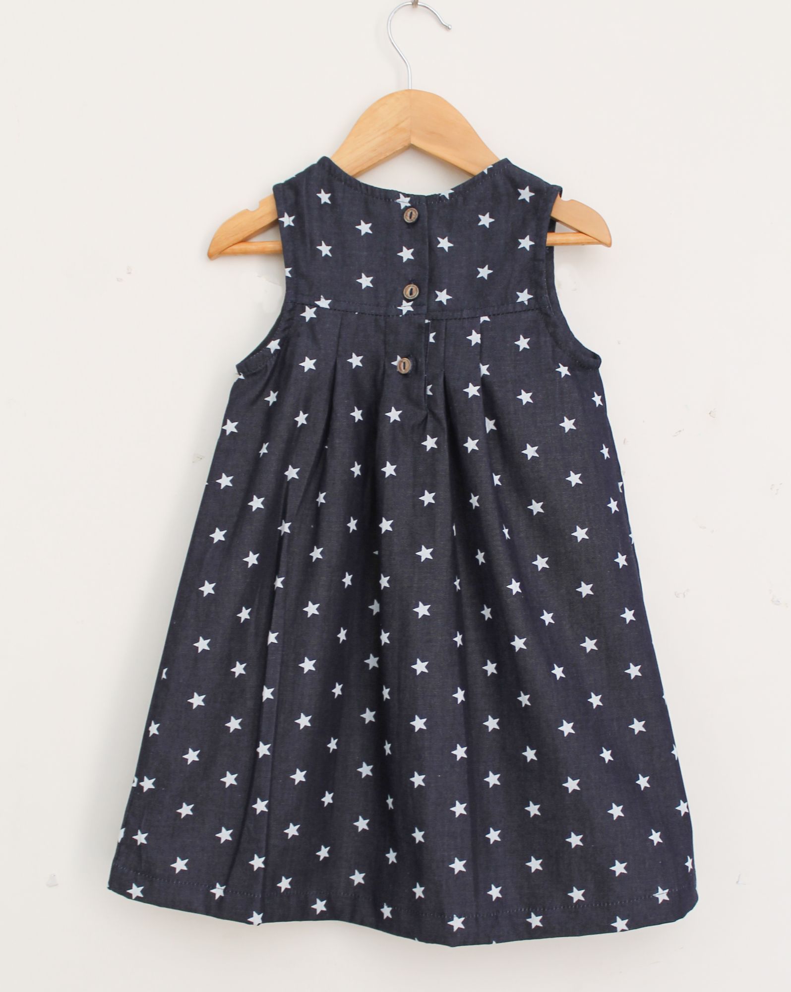 Woonie Sleeveless Star Printed Dress-Blue