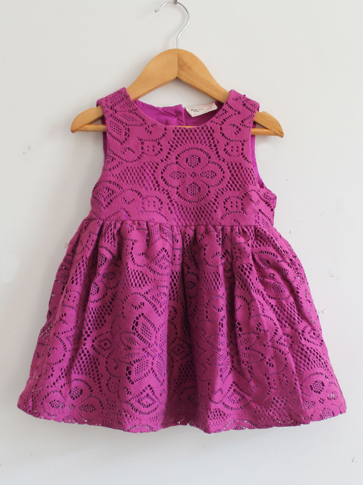 Woonie Sleeveless Schiffli Frock-Purple
