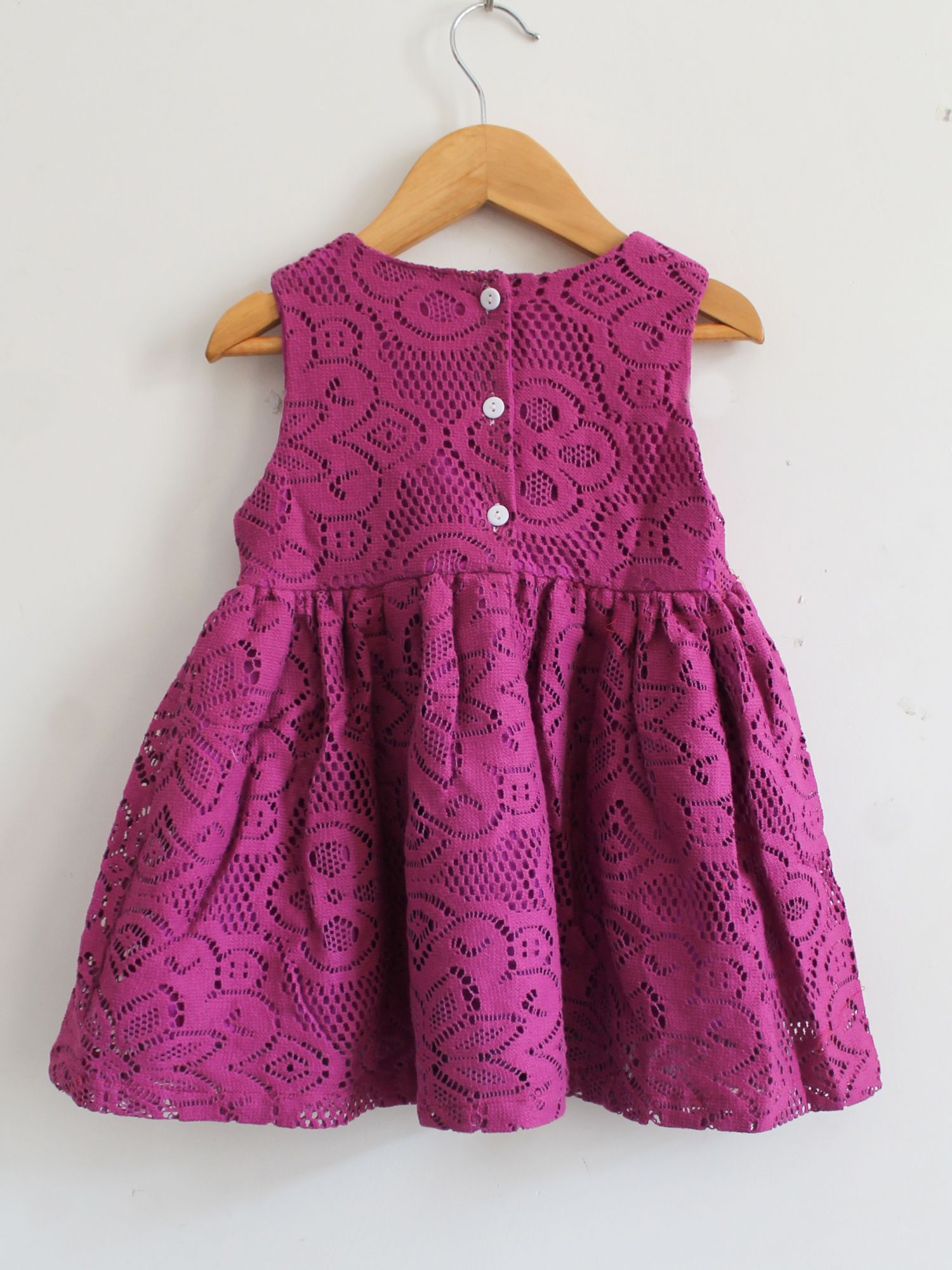 Woonie Sleeveless Schiffli Frock-Purple