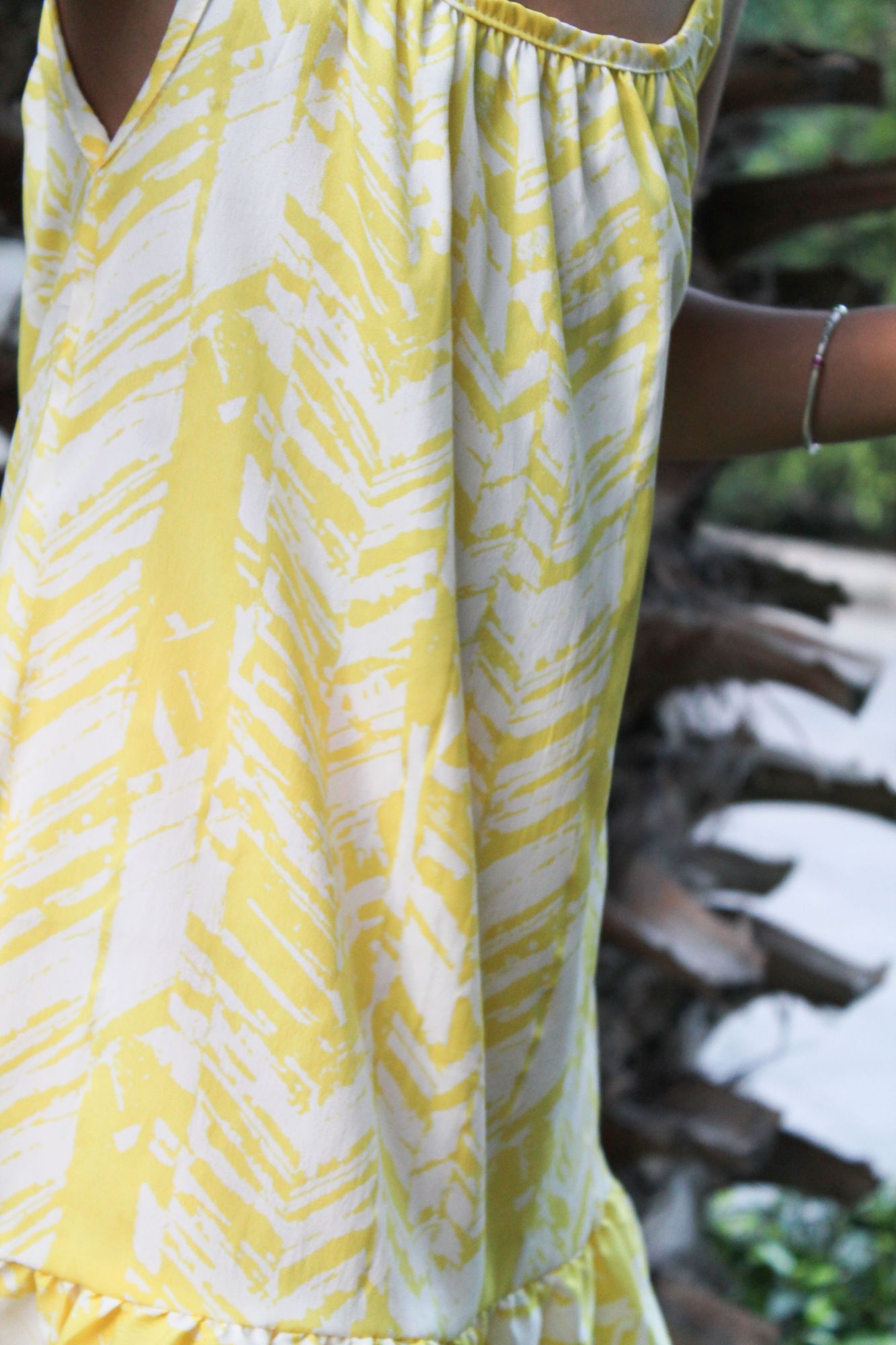 Woonie Sleeveless Floral Flared Frock-Yellow