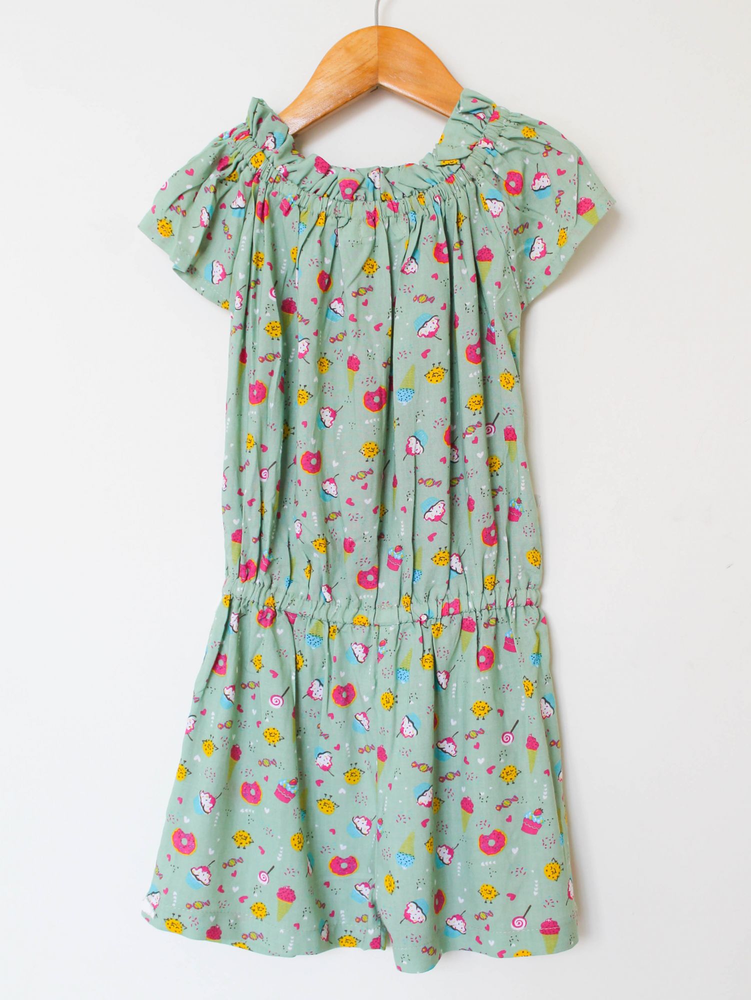 Woonie Short Sleeves Floral Jumpsuit-Green
