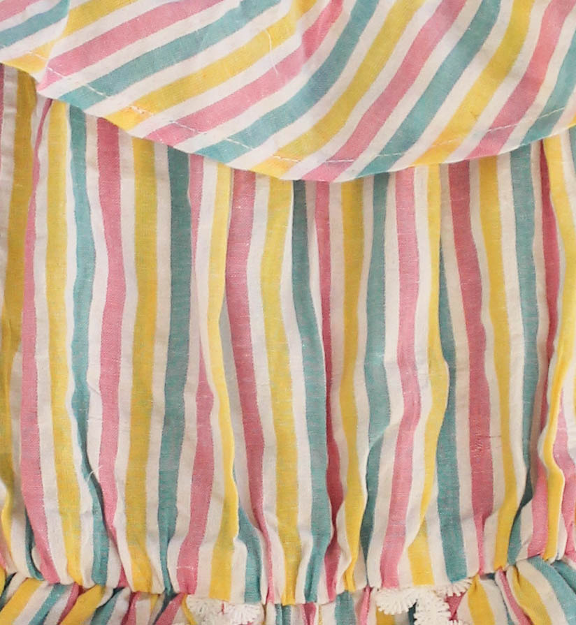 Woonie Sleeveless Beautiful Stripped Playsuit-Multicolour