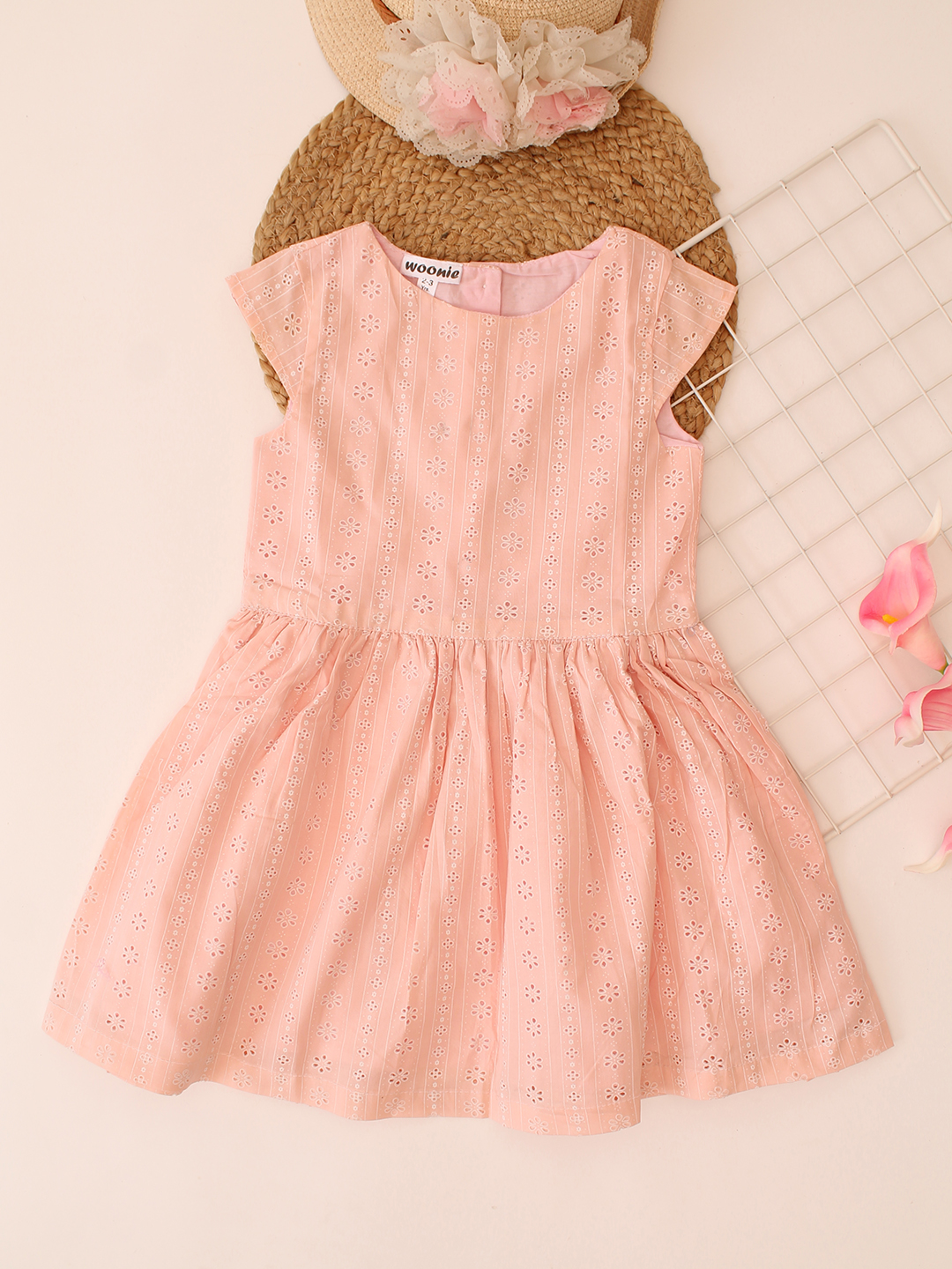 Selfwork Cotton Frock - Peach