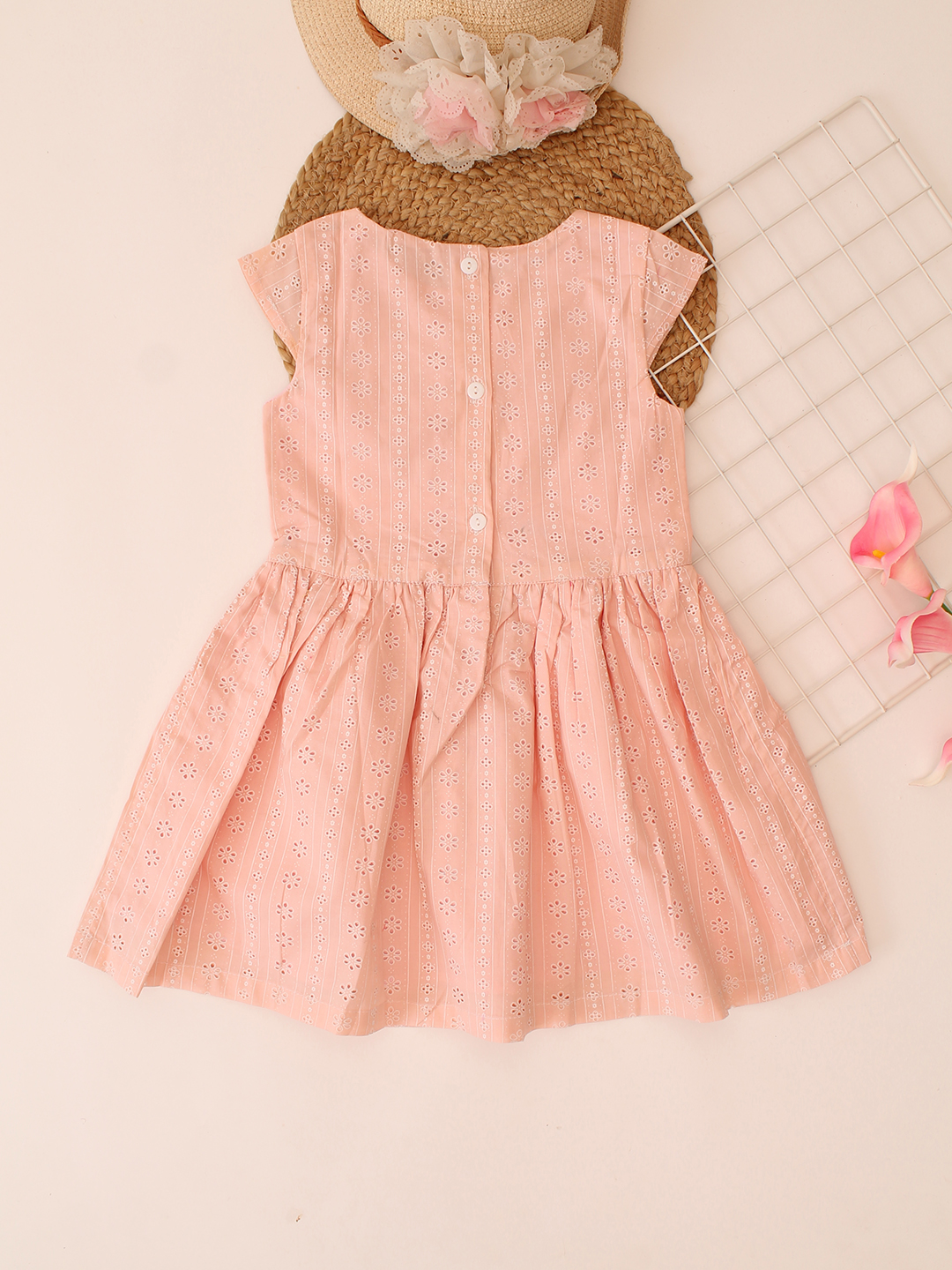 Selfwork Cotton Frock - Peach