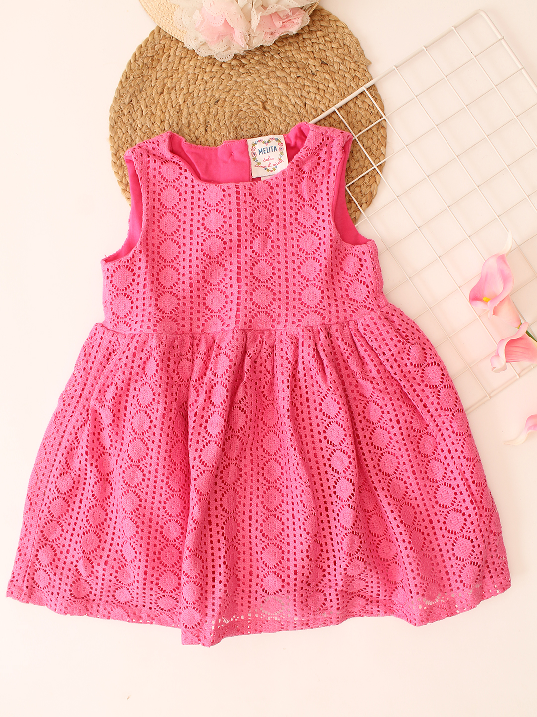 Schiffli Summer Frock - Pink
