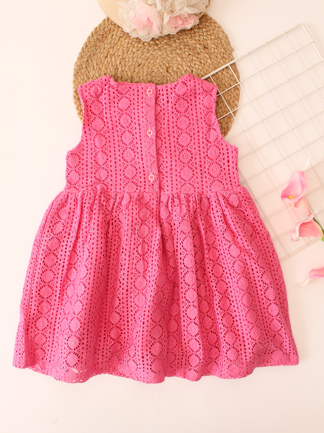 Schiffli Summer Frock - Pink