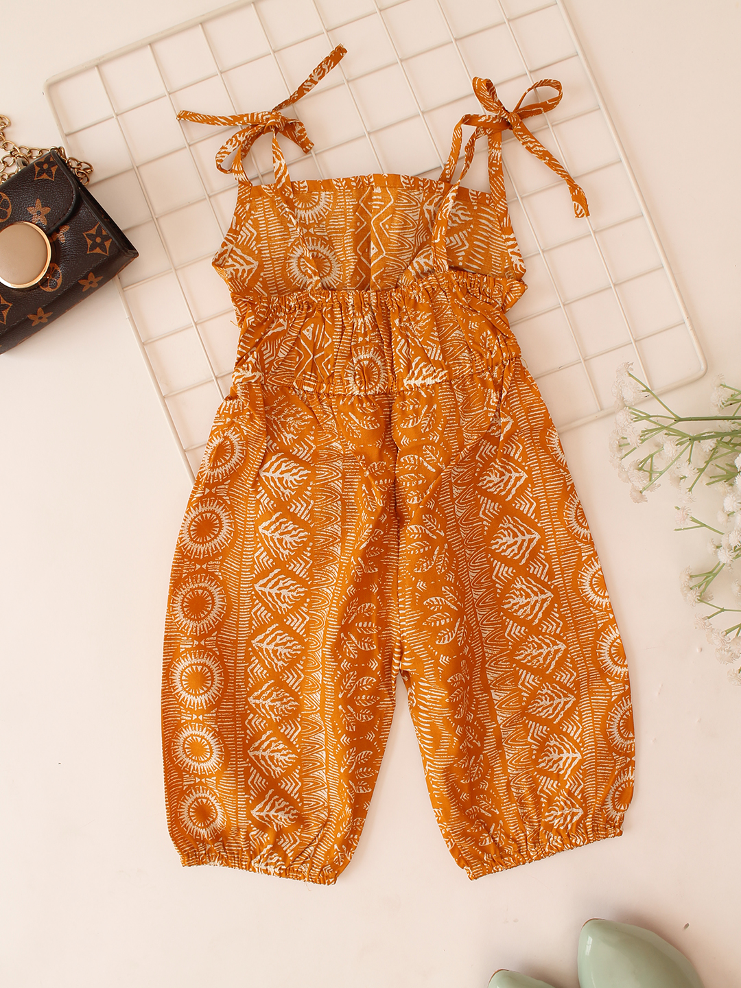 Woonie Sleeveless Printed Jumpsuit - Yellow