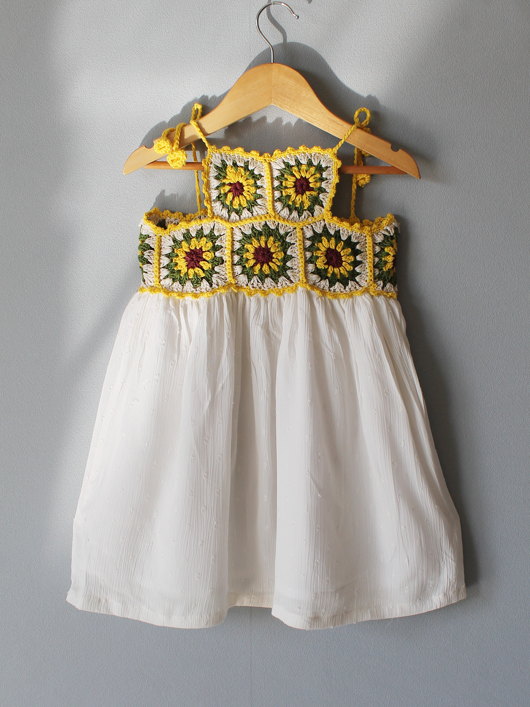 Crochet Sunflower Frock - White