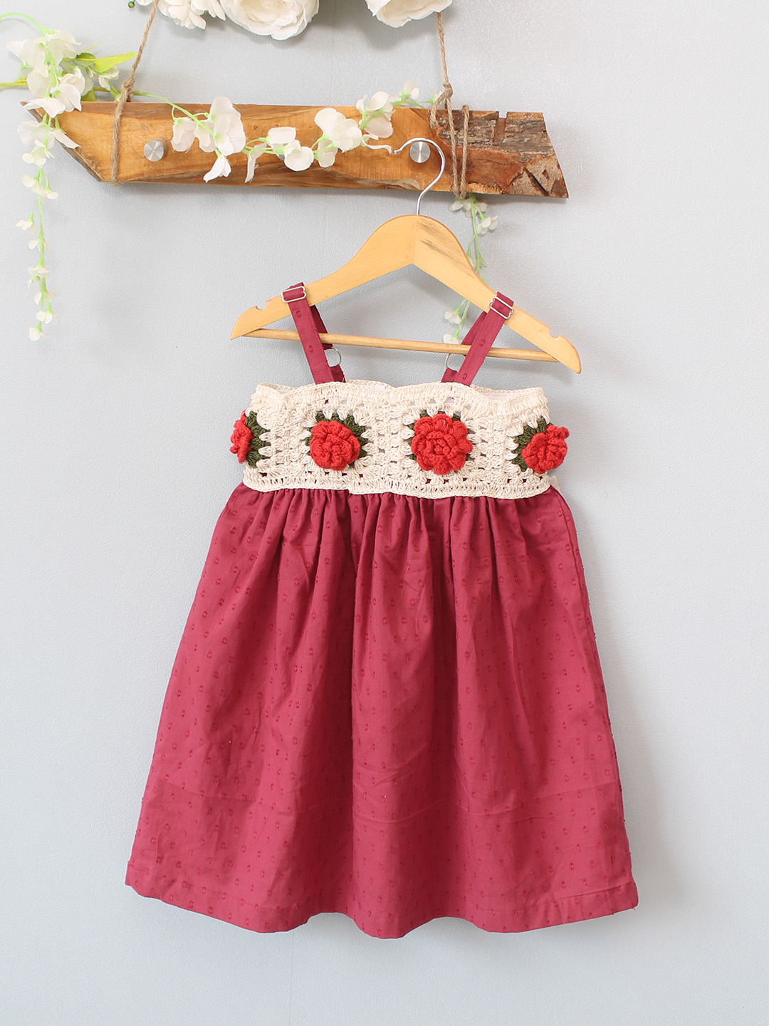 Crochet Rose Frock - Red