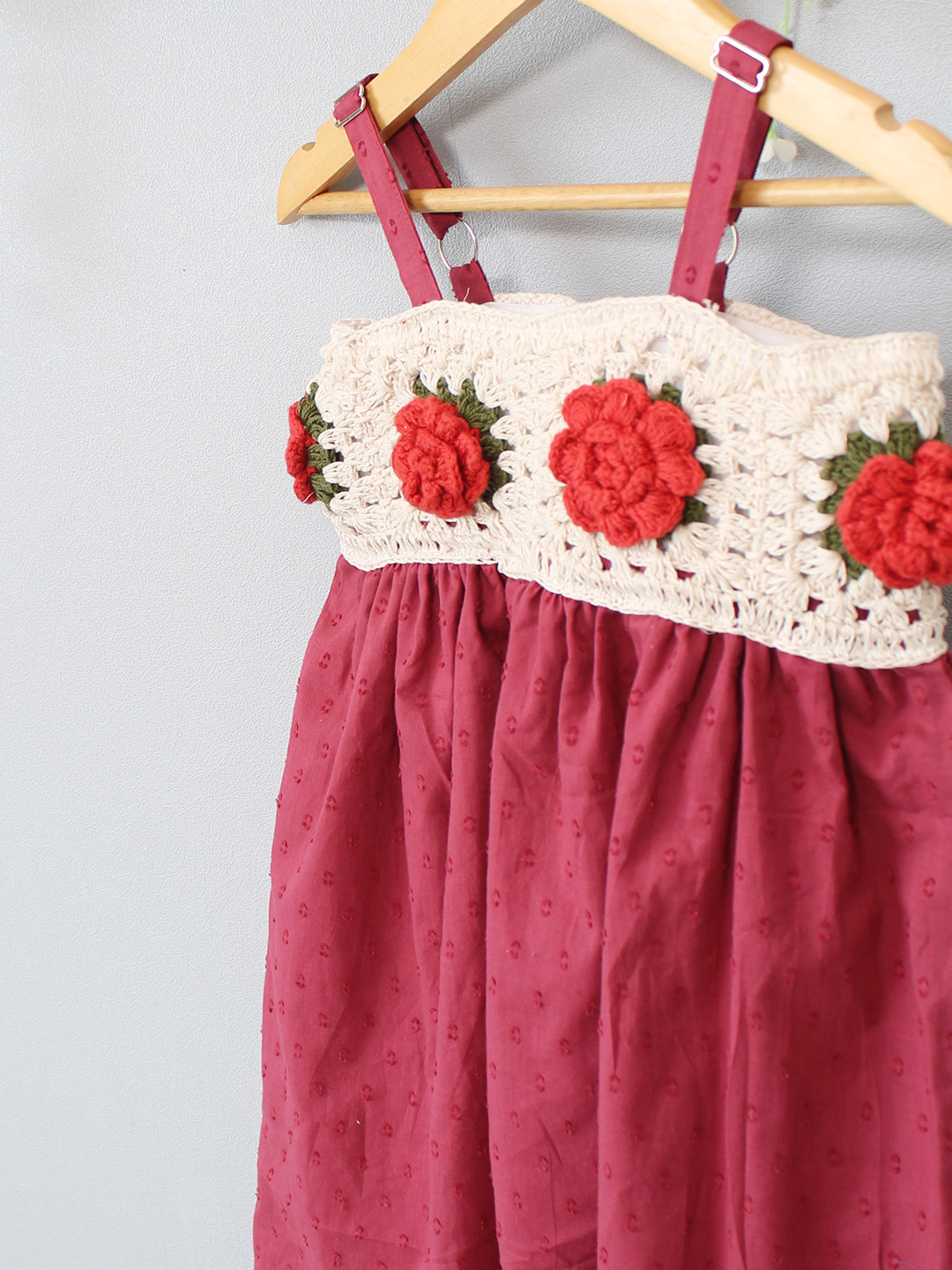 Crochet Rose Frock - Red
