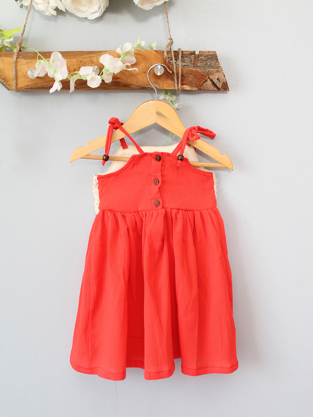 Crochet Cherry Applique Summer Frock - Red