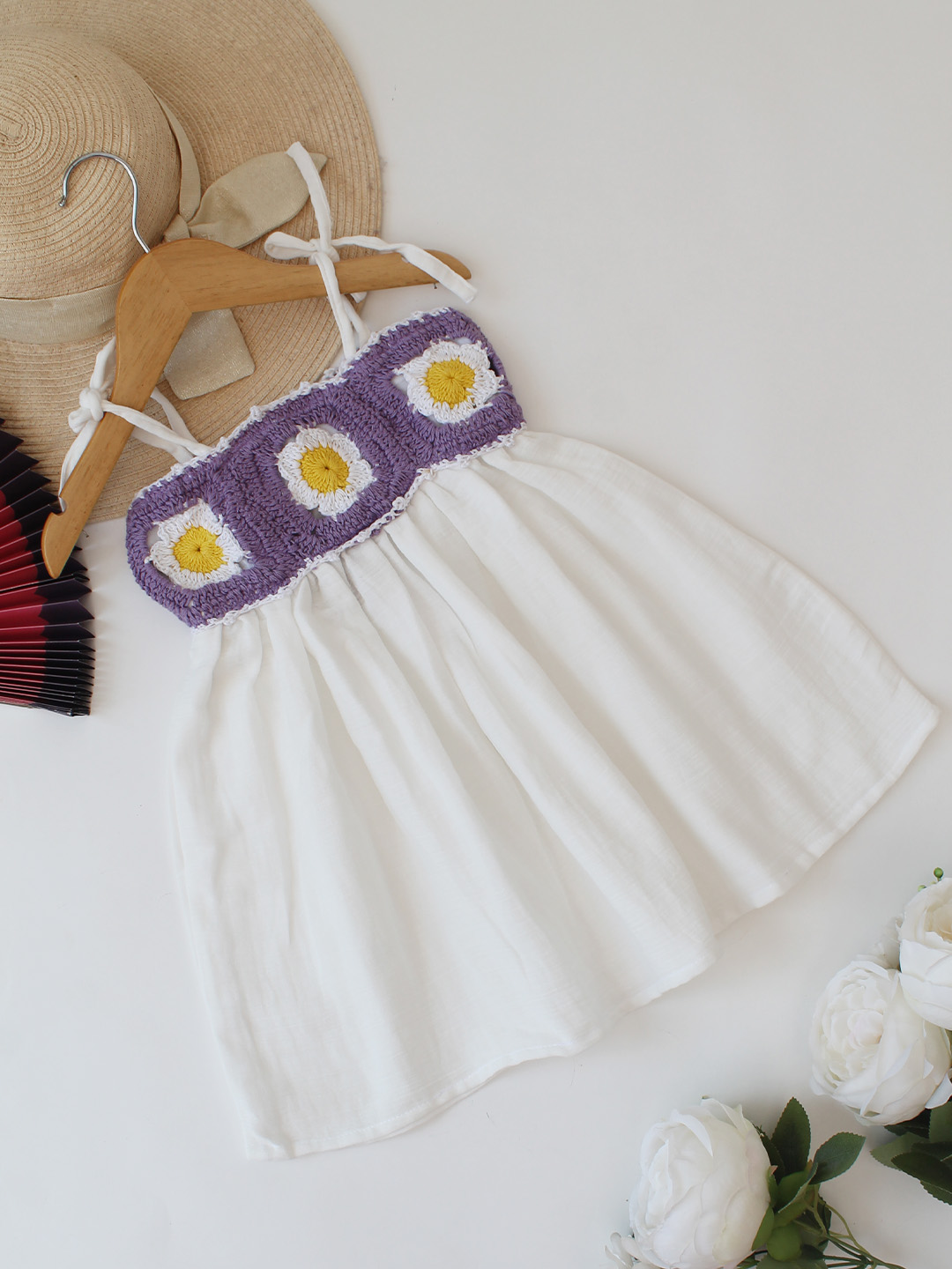 Woonie Woven Crochet Summer Dress - White