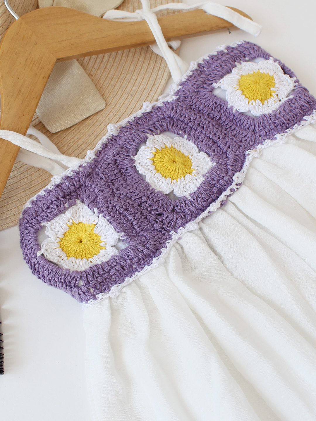 Woonie Woven Crochet Summer Dress - White