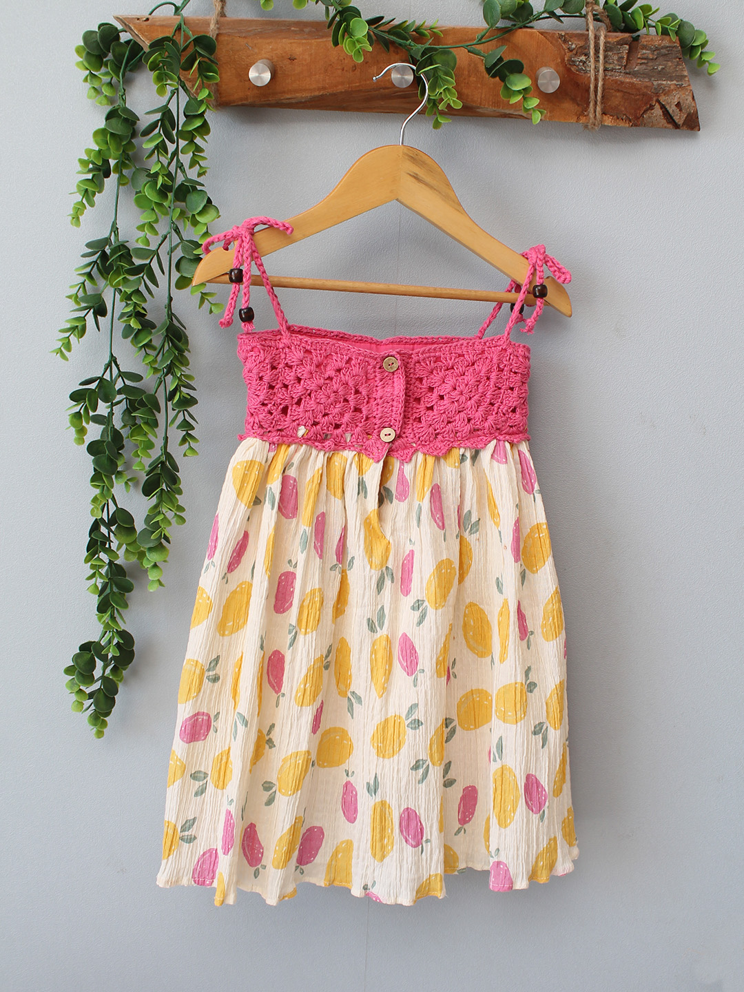 Woonie Crochet Printed Summer Dress - Multicolor