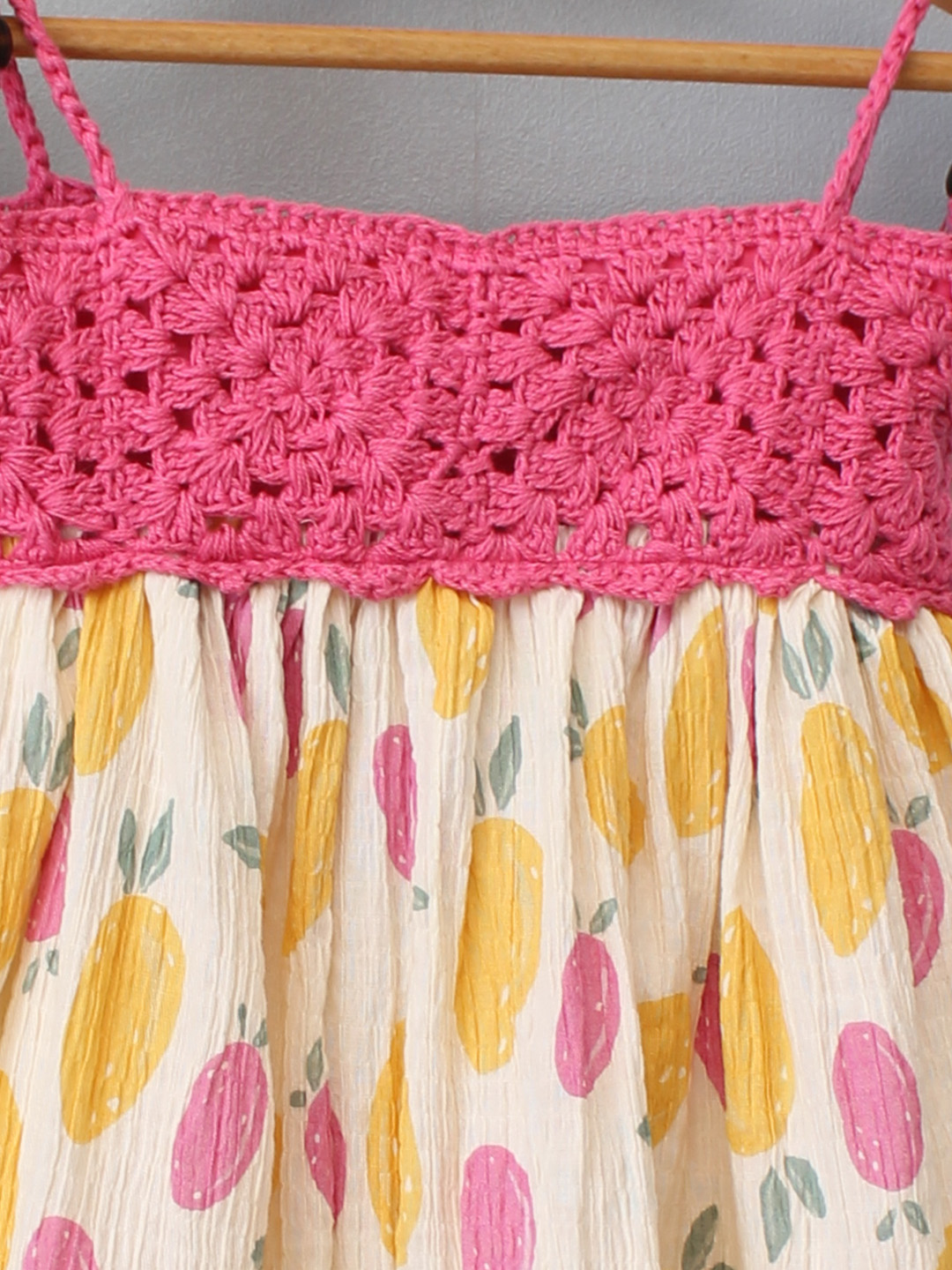 Woonie Crochet Printed Summer Dress - Multicolor