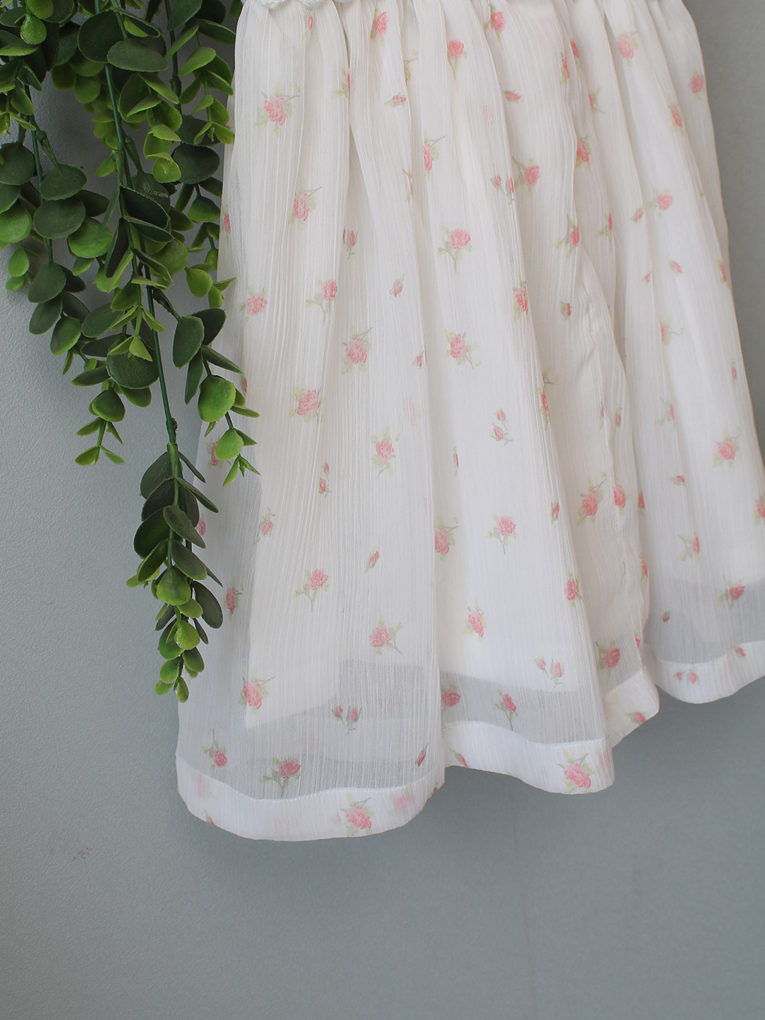 Woonie Crochet Floral Printed Summer Dress - White