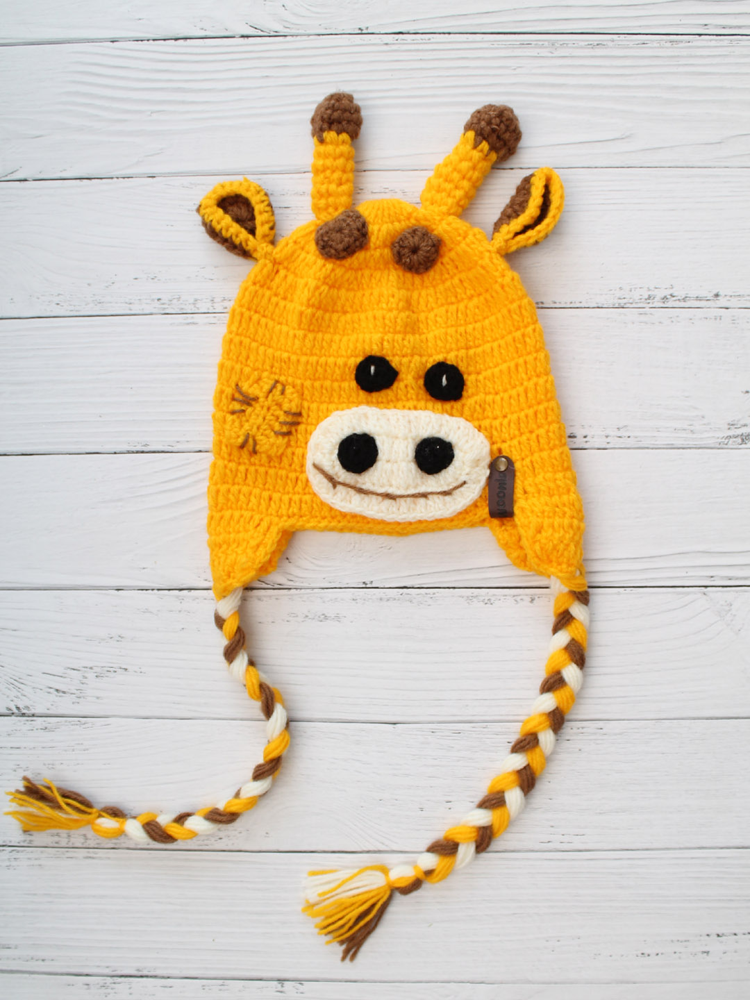 Giraffe Beanie for Newborn - Yellow