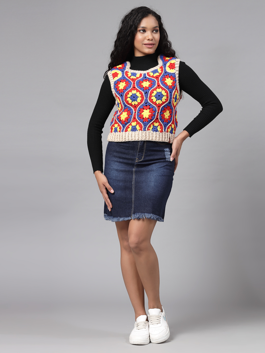 Granny Hexagon Crochet Sweater Vest - Multi