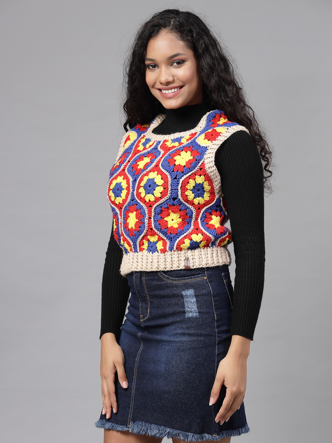Granny Hexagon Crochet Sweater Vest - Multi