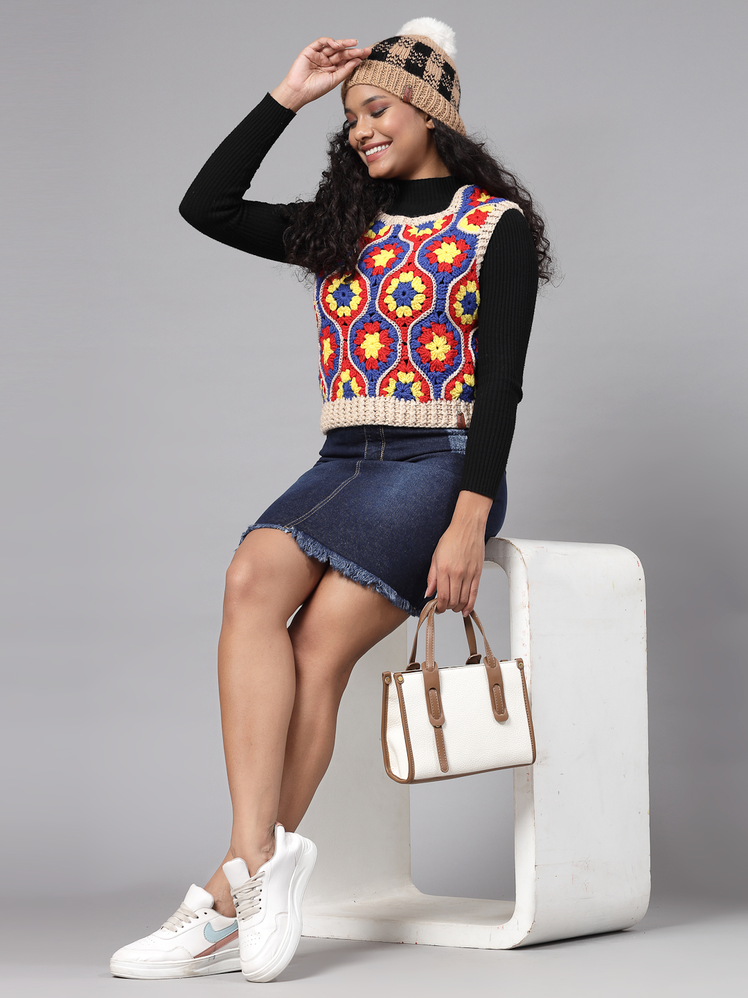 Granny Hexagon Crochet Sweater Vest - Multi
