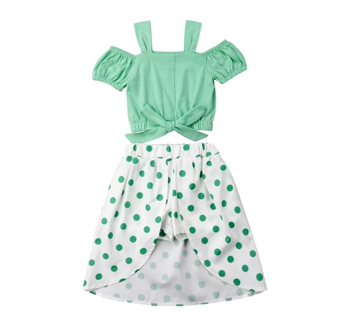 Green Top With Polka Skirt