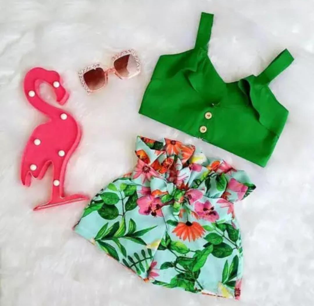 Green Top with Shorts