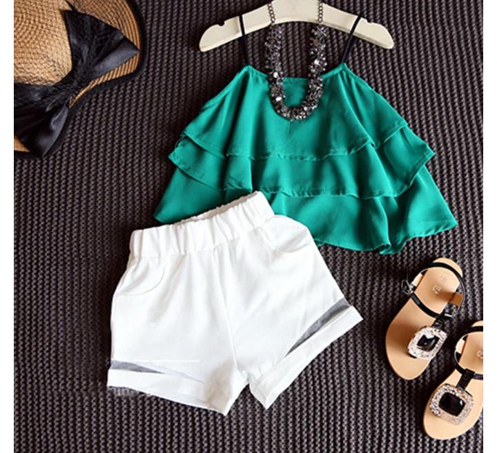 Green Top With White Short