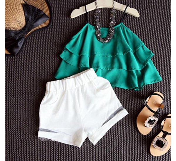 Image of Green Top With White Short