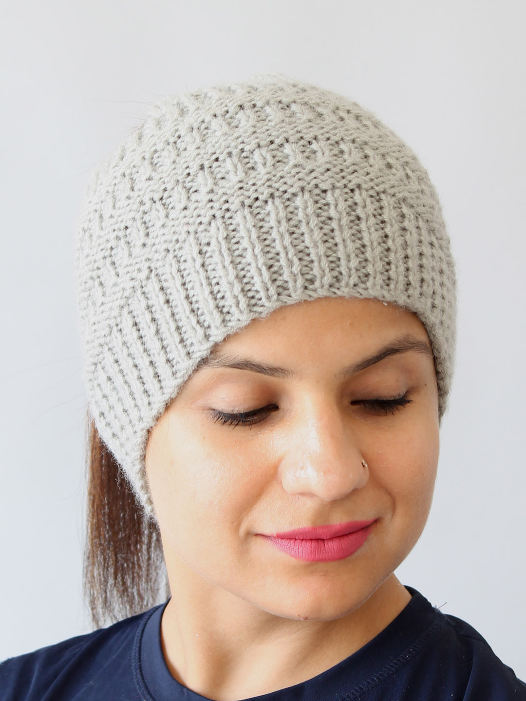Ponytail Hat for Women - Light Grey