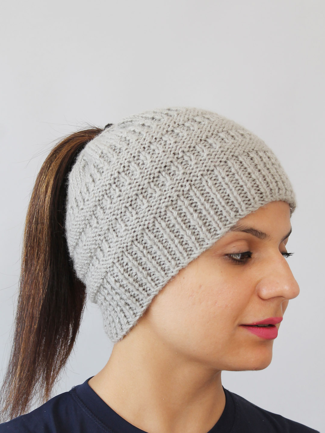 Ponytail Hat for Women - Light Grey
