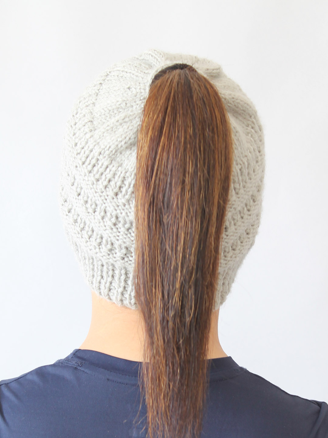 Ponytail Hat for Women - Light Grey