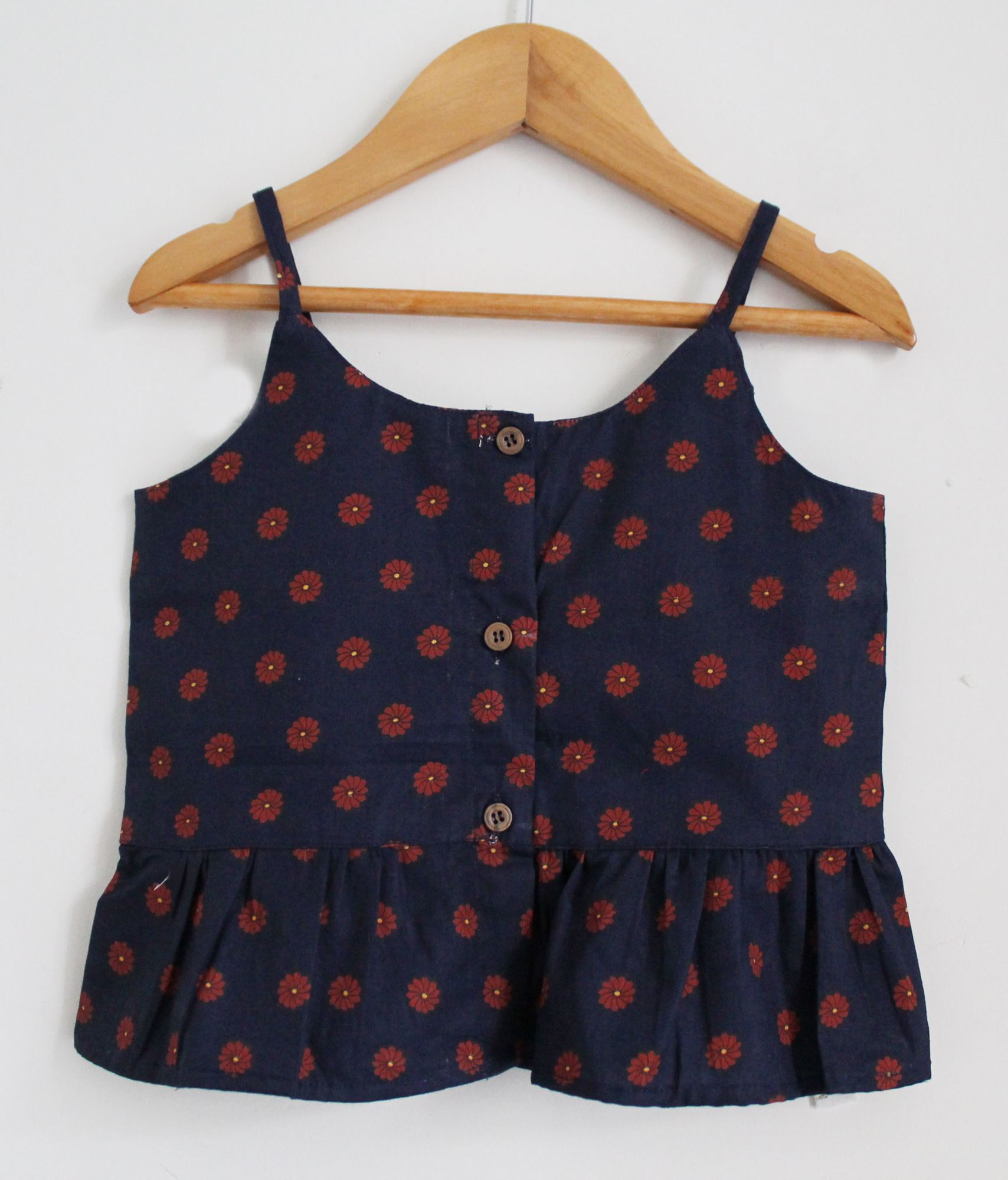 Woonie Floral Printed Sleeveless Top With Shorts  Blue