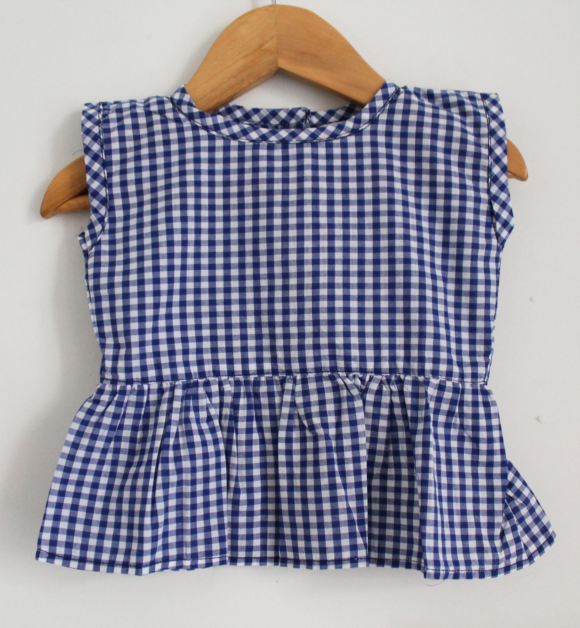Woonie Sleeveless Checked Top With Pants - Blue