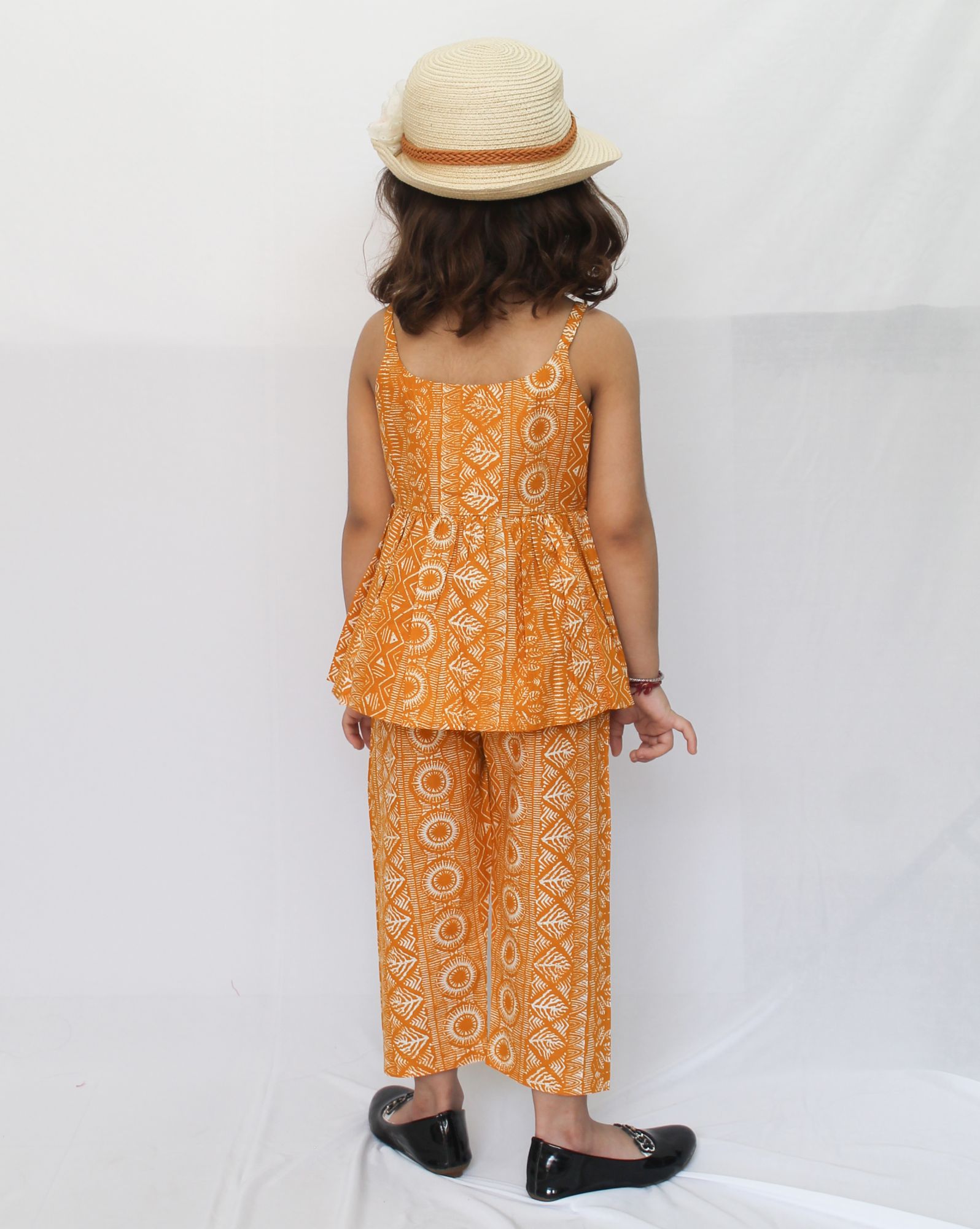 Woonie Sleeveless Floral Top With Culottes-Yellow