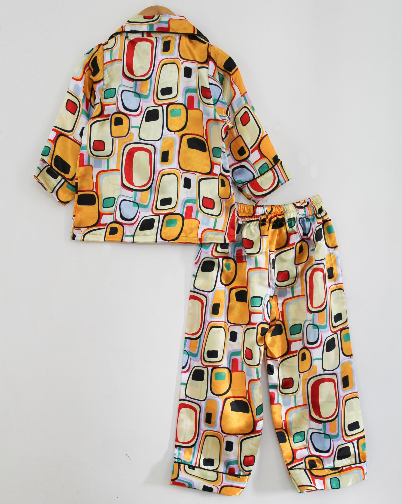 Woonie Full Sleeves Abstract Print Night Suit - Multi Colour