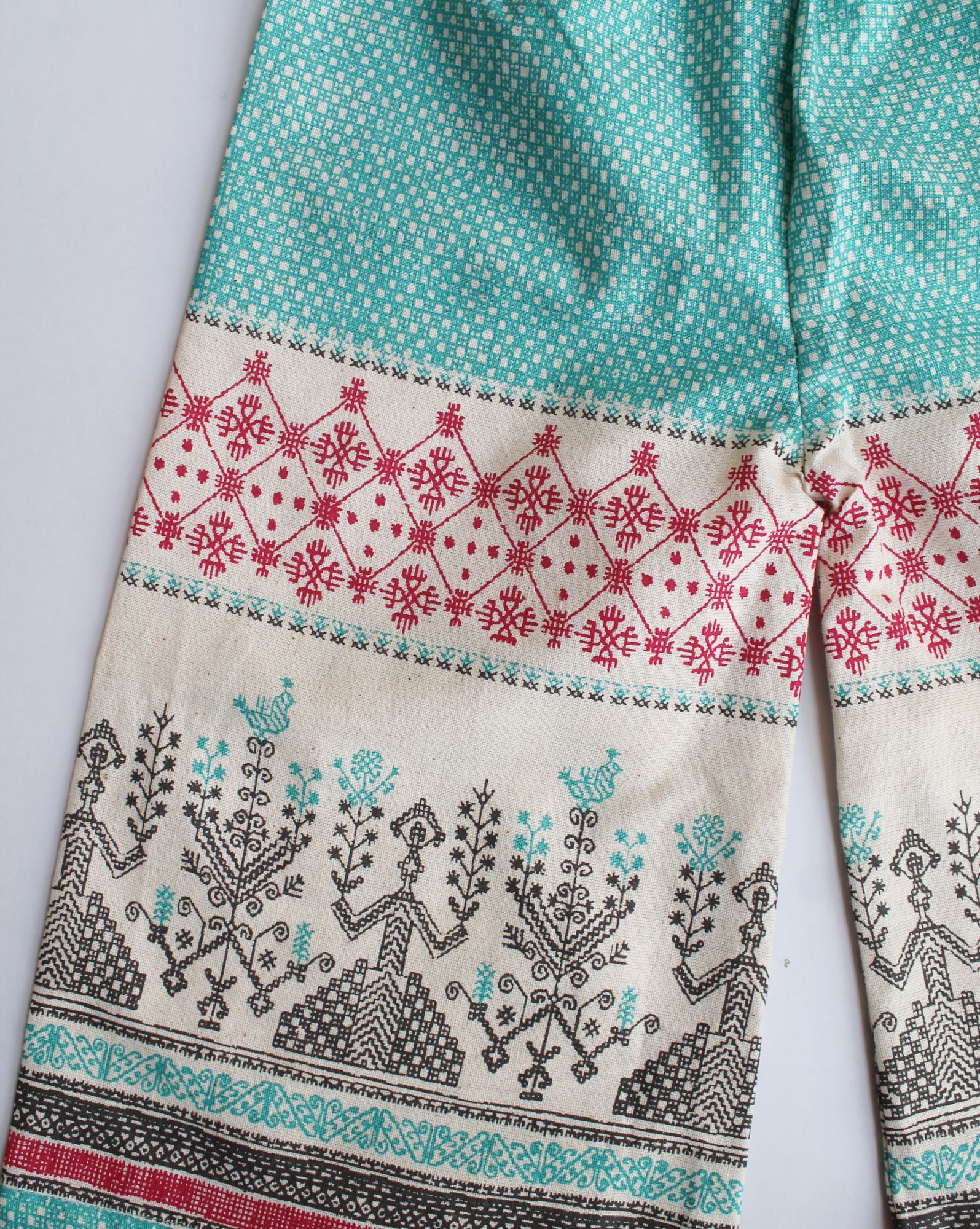 Woonie Sleeveless Singlet Top With Wide Legged Motif Print Pants - Green