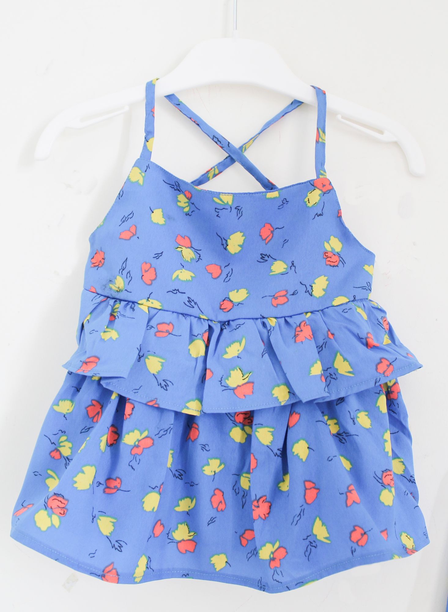Woonie Sleeveless Flower Print Top With Bottom - Blue