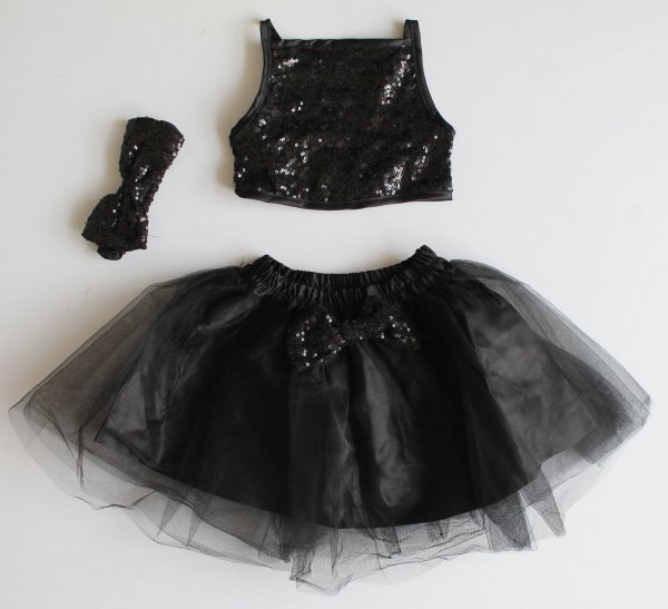 Image of Woonie Sleeveless Stylish Sequined Set With Headband-Black