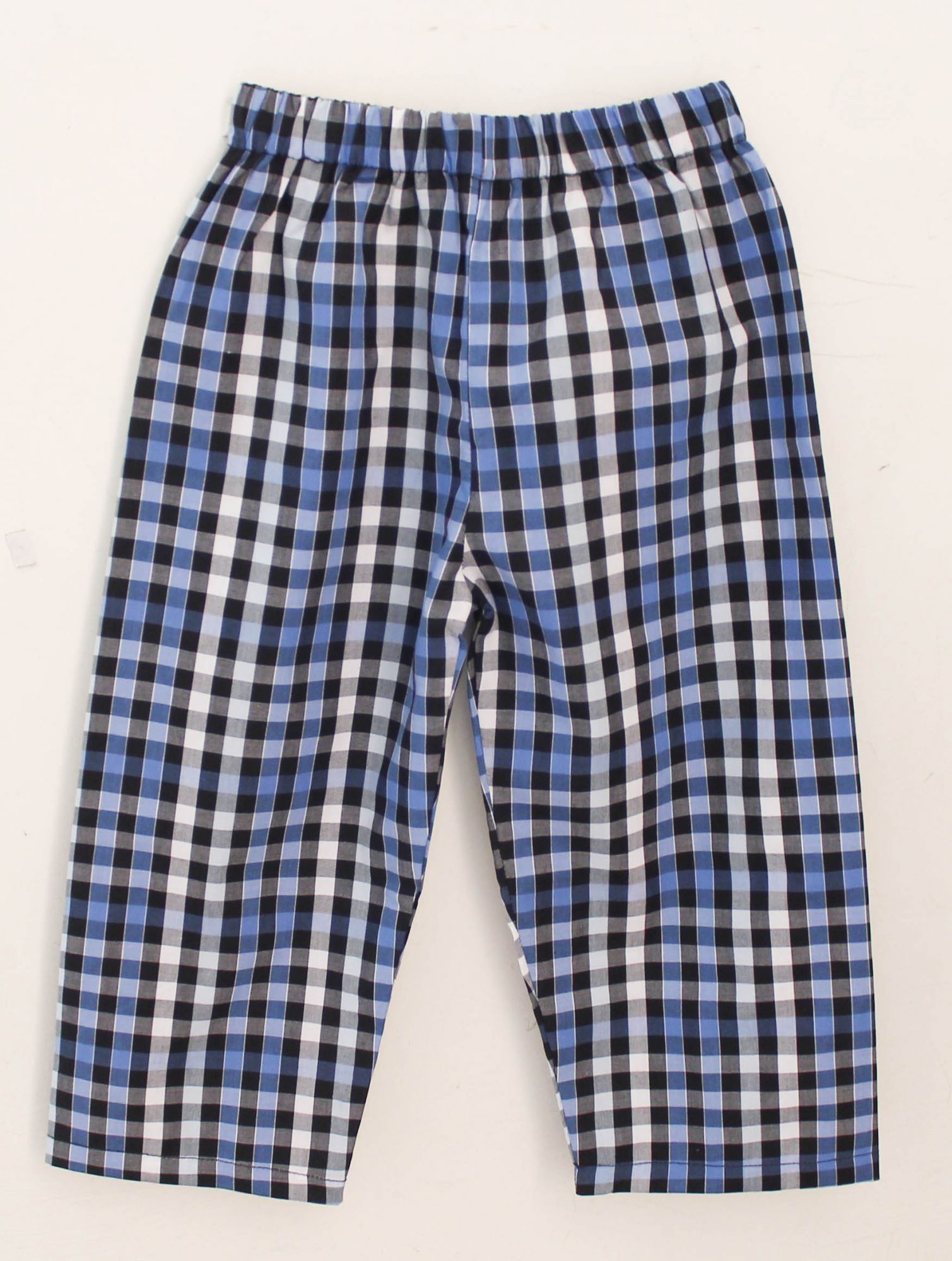 Woonie Sleeveless Checked Top With Pant-Blue