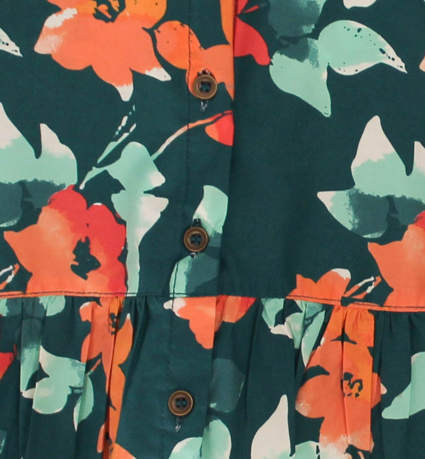 Woonie Sleeveless Floral Print Top With Shorts -Green