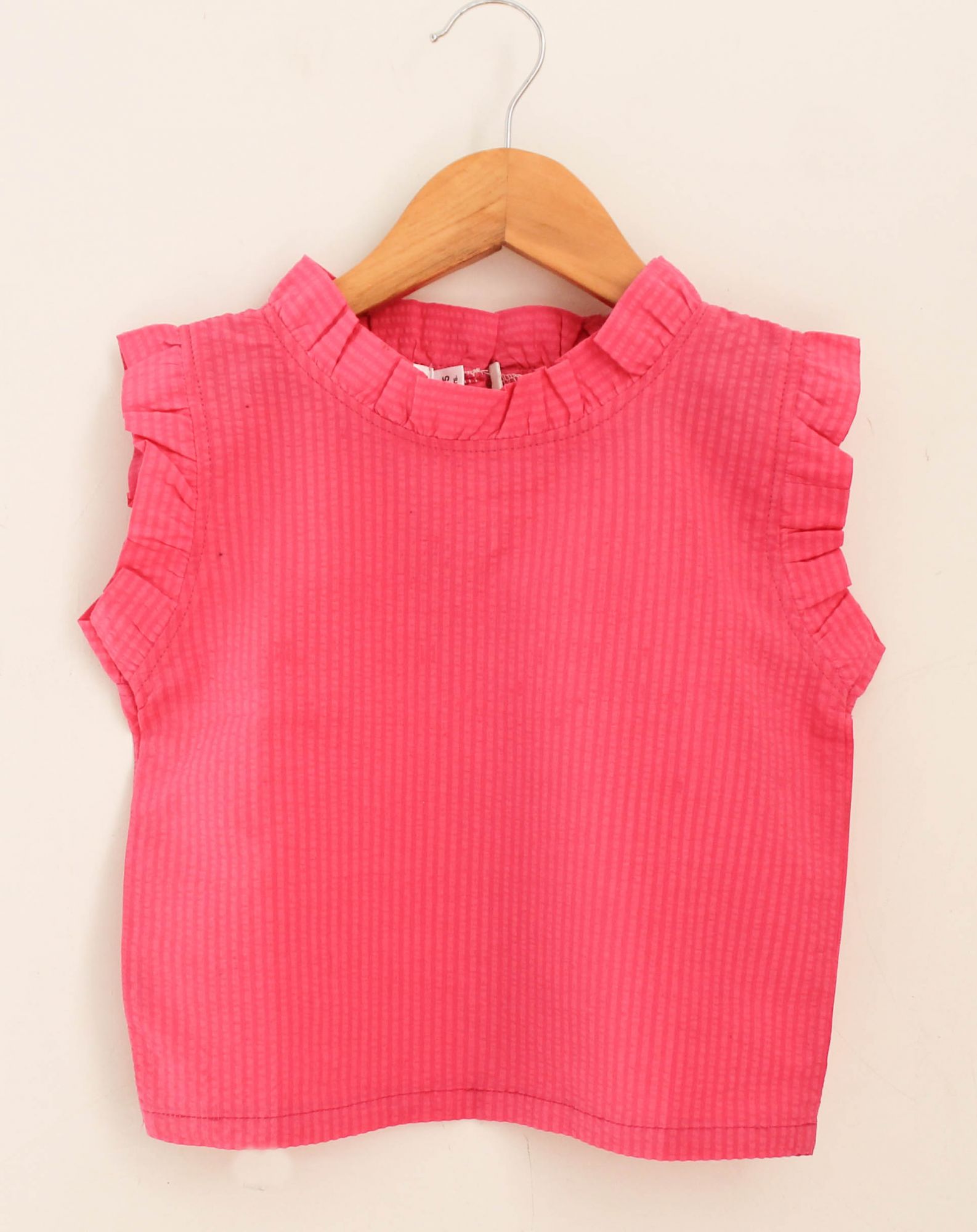Woonie Sleeveless Solid Printed Top With Shorts-Pink