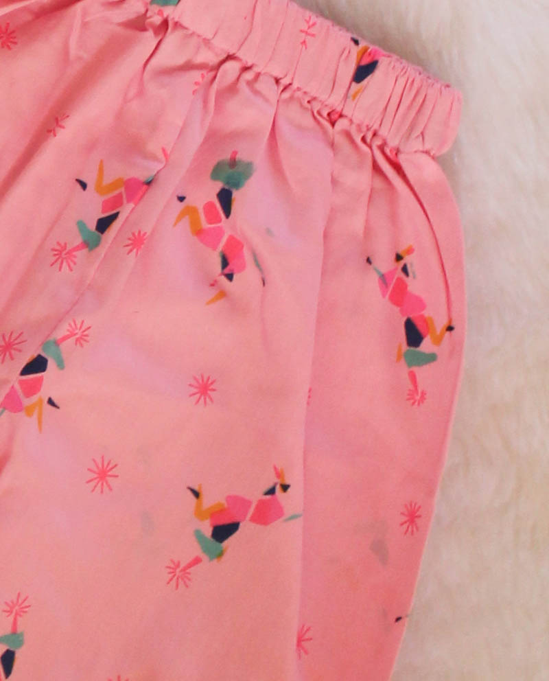 Woonie Sleeveless Unicorn Printed Top With Pant-Pink