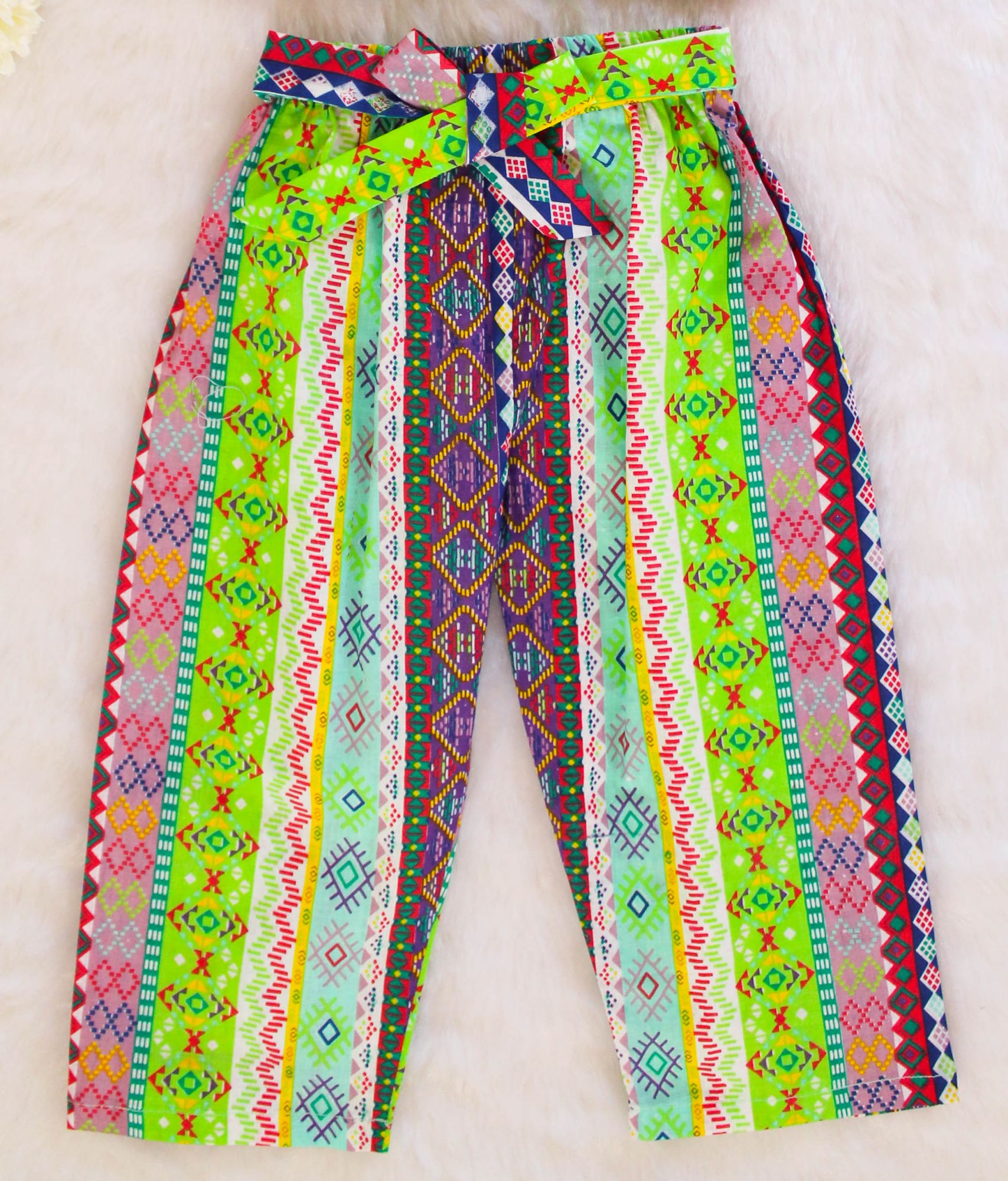 Woonie Sleeveless Abstract Print Top With Pant-Multicolored