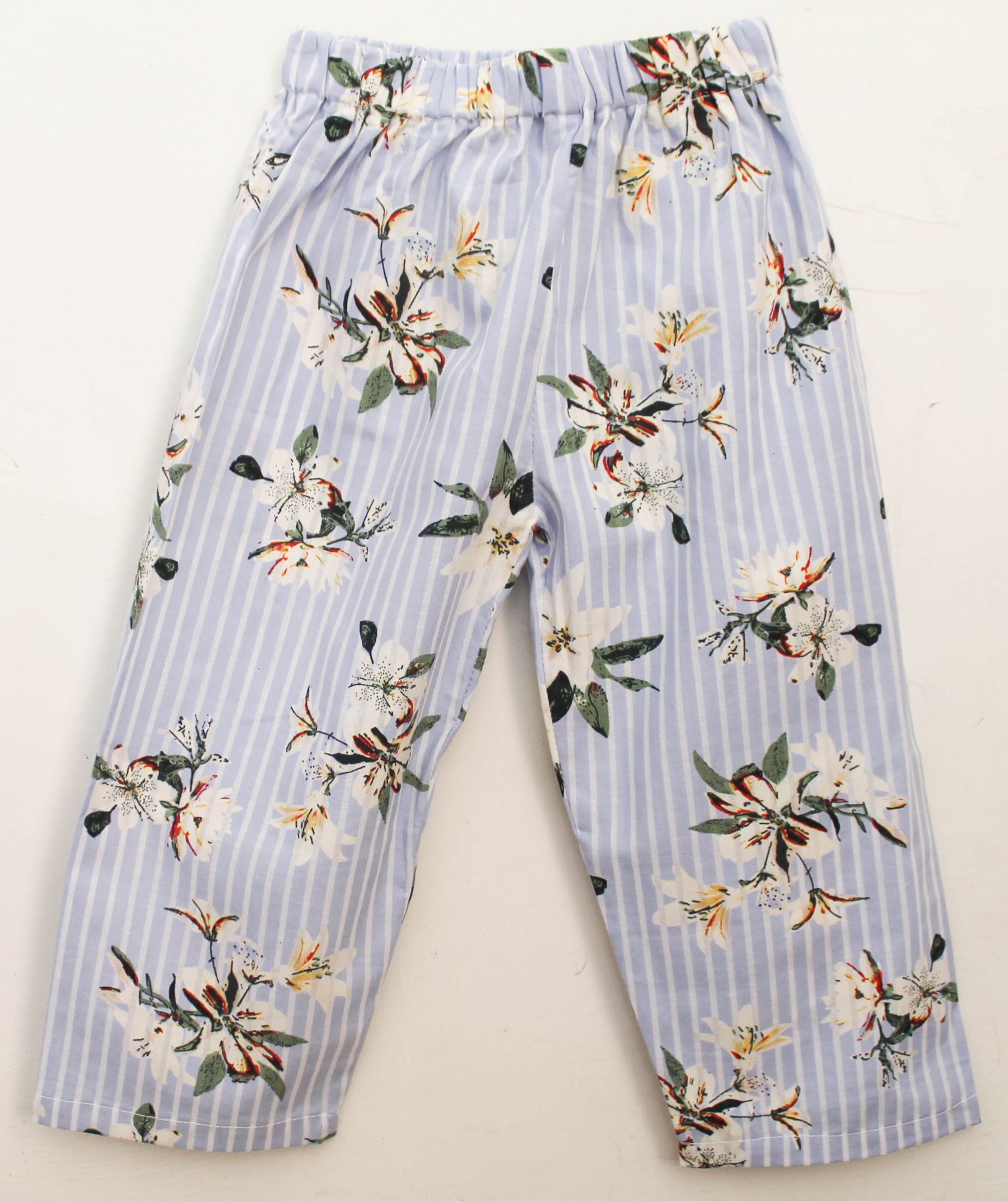 Woonie Sleeveless Floral Printed Top With CulottesLight Blue