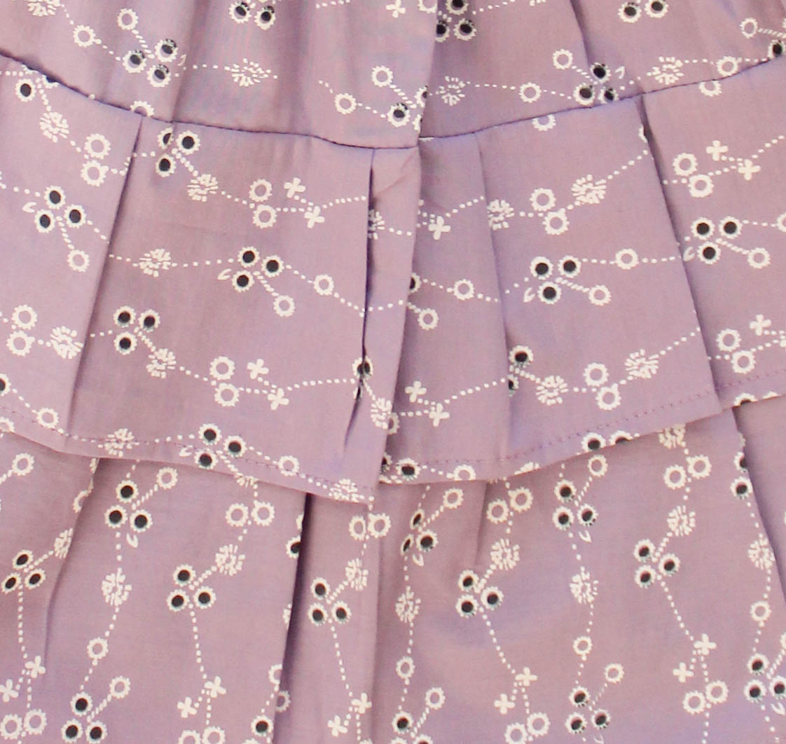 Woonie Sleeveless Embroidered Frill Top With Skirt-Purple