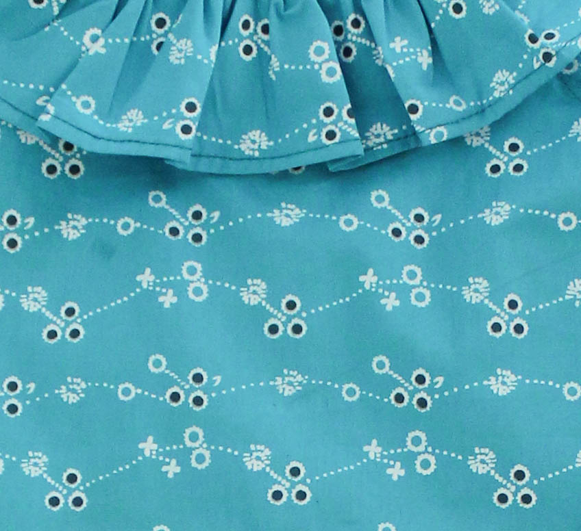 Woonie Sleeveless Embroidered Frill Top  With SkirtBlue