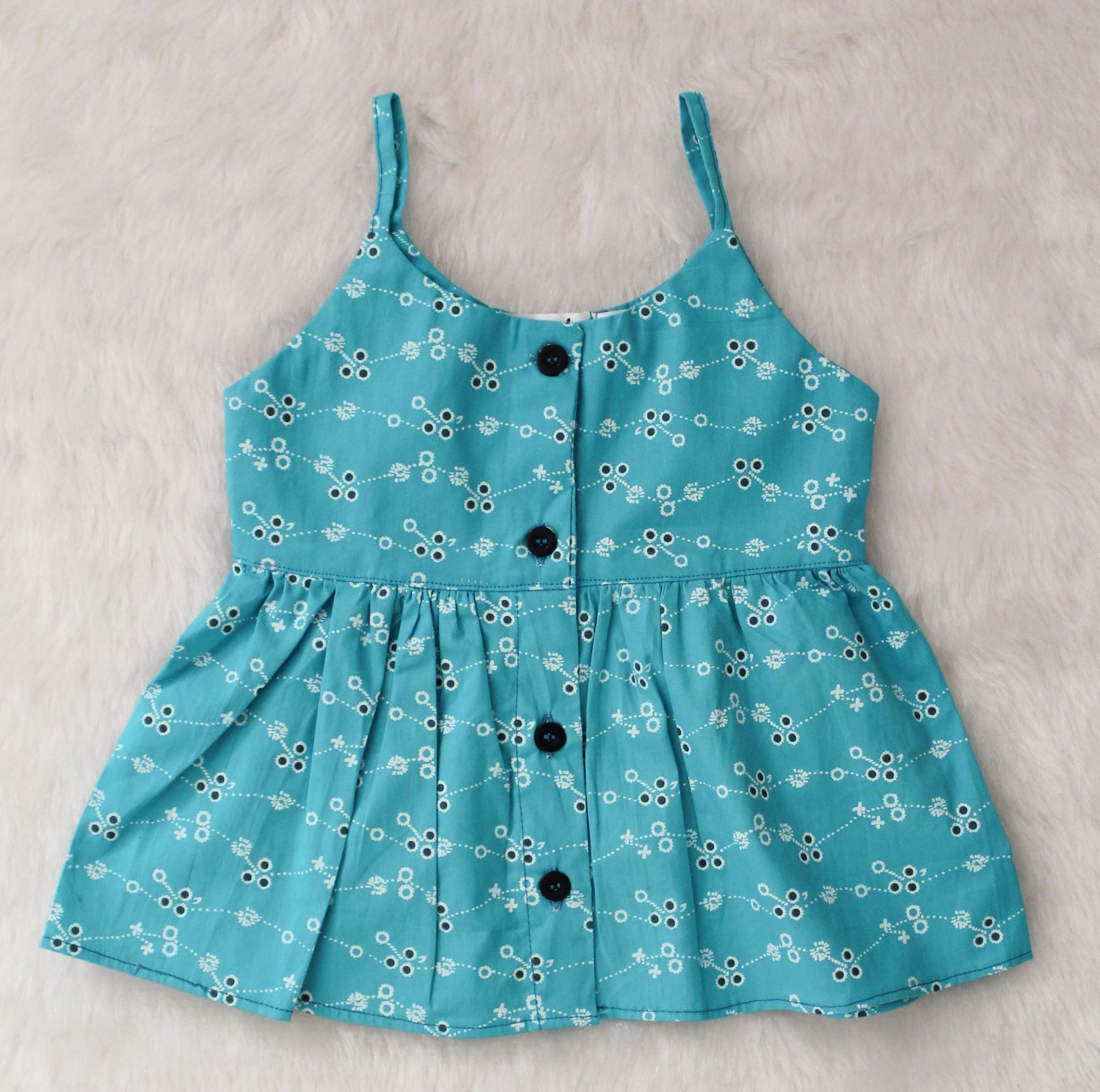 Woonie Sleeveless Printed Top With Pant - Blue