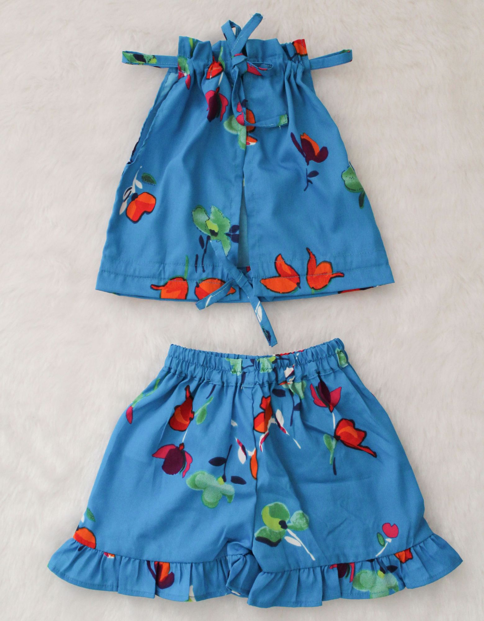 Woonie Stylish Top With Shorts-Blue