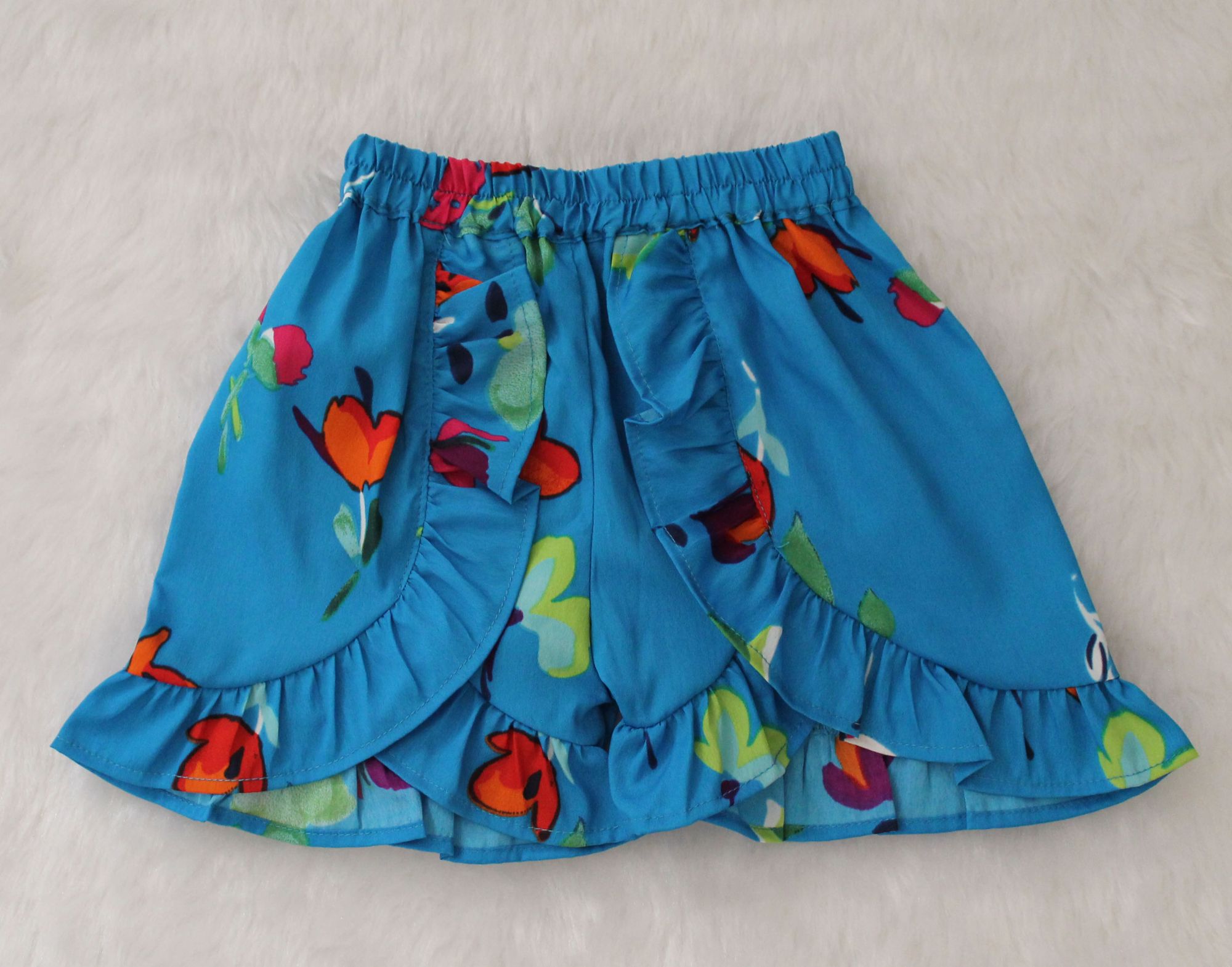 Woonie Stylish Top With Shorts-Blue
